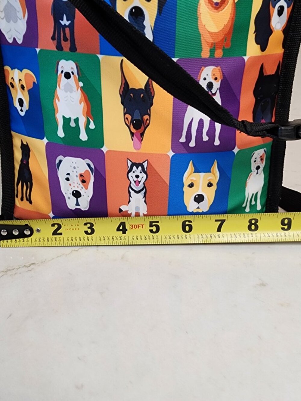 Pop Art Dog Breeds Insulated Lunch Bag Colorful Puppy Print Cooler Tote - Picture 12 of 15